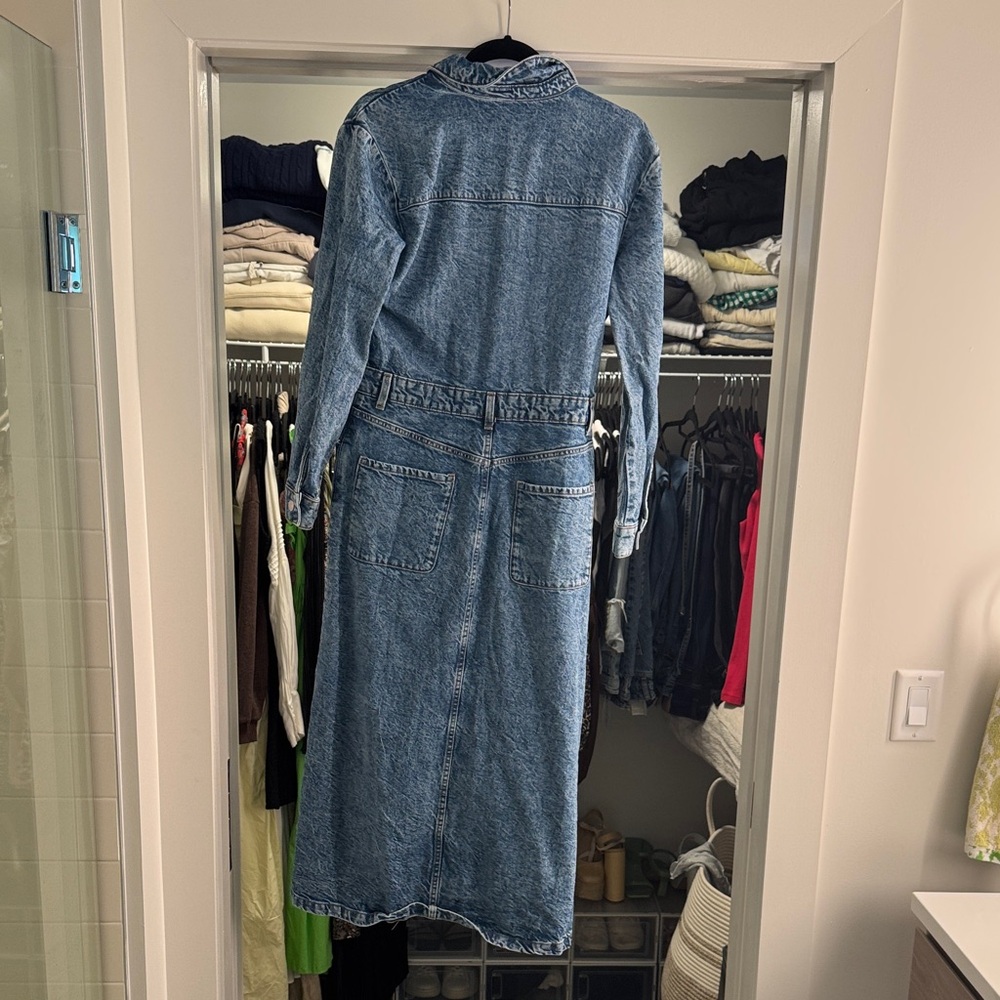 Zara Blue Denim Long Sleeve Dress MAXI - Picture 4 of 6